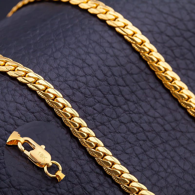 18K gold plated chain necklace designed for men and women to wear daily or as a gift for loved ones - chain necklace