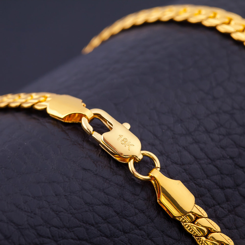 18K gold plated chain necklace designed for men and women to wear daily or as a gift for loved ones - chain necklace