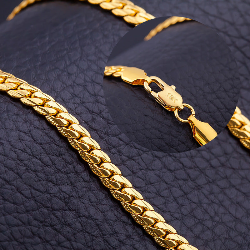 18K gold plated chain necklace designed for men and women to wear daily or as a gift for loved ones - chain necklace