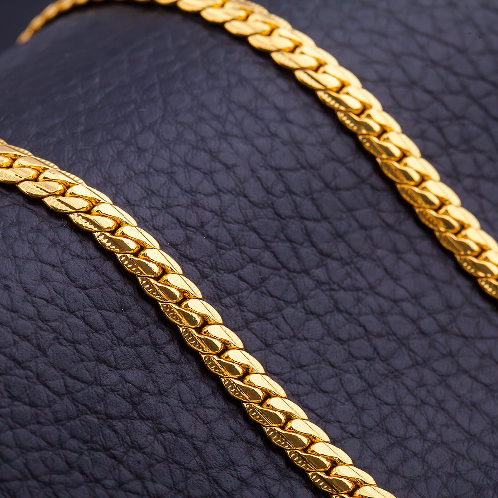18K gold plated chain necklace designed for men and women to wear daily or as a gift for loved ones - chain necklace